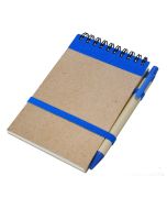 Kraft notepad with ballpen 90x140/70p blank, blue/beige  | We offer attractive prices, quick turnaround times, and high-quality imprinting | Order Now !