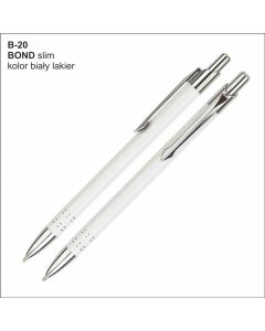 Długopis BOND B-20 biały z logo firmy