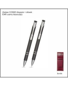 Zestaw COSMO długopis ołówek w etui Z-5 kolor czarny z logo firmy