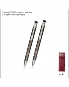 Zestaw COSMO długopis ołówek w etui Z-5 kolor grafitowy z logo firmy