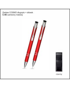 Zestaw COSMO długopis ołówek w etui Z-5 kolor czerwony z logo firmy
