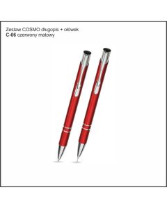 Zestaw COSMO  długopis ołówek w etui Z-12- kolor czerwony
