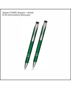 Zestaw COSMO  długopis ołówek w etui Z-12- kolor ciemnozielony
