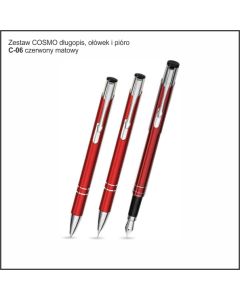 Zestaw COSMO długopis, ołówek i pióro w etui Z-8 kolor czerwony
