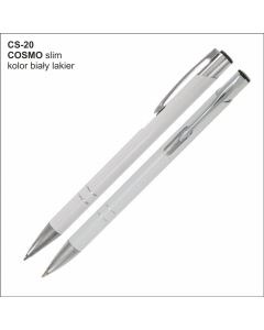 Długopis COSMO SLIM CS-20 biały z logo firmy
