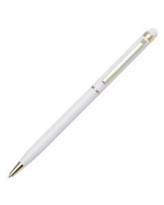 Touch Tip Gold aluminium ballpen, white  | We offer attractive prices, quick turnaround times, and high-quality imprinting | Order Now !