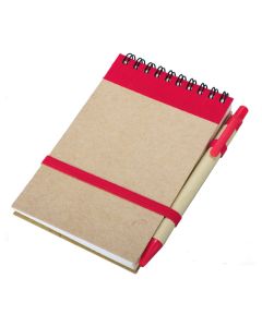 Notes Kraft 90x140/70k gładki z długopisem, czerwony/beżowy | Oferujemy atrakcyjne ceny, krótkie terminy realizacji, wysoką jakość znakowania. | Zamów już teraz !