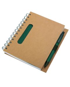 Envivo notepad with ballpen, green/beige  | We offer attractive prices, quick turnaround times, and high-quality imprinting | Order Now !