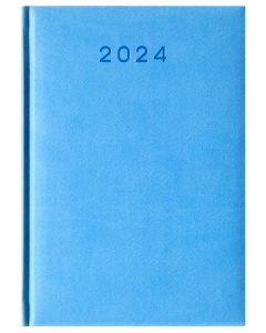 Kalendarz książkowy format A5 TURYN dzień na stronie kolor błękitny z logo firmy