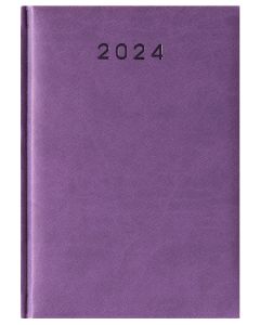 Kalendarz książkowy format A5 TURYN dzień na stronie kolor fioletowy z logo firmy